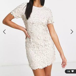 disc sequin mini dress in champagne